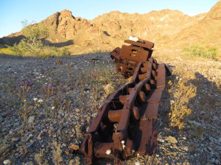 View of Rusty Old Machinery, Mining History in Arizona Desert. High quality photo