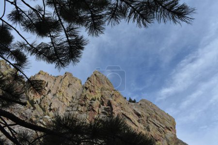 Beautiful and Steep Rocky Cliffs, Hiking on Fowler Trail Near Boulder, Colorado, USA. A popular rock climbing destination in the Rocky Mountains. High quality photo