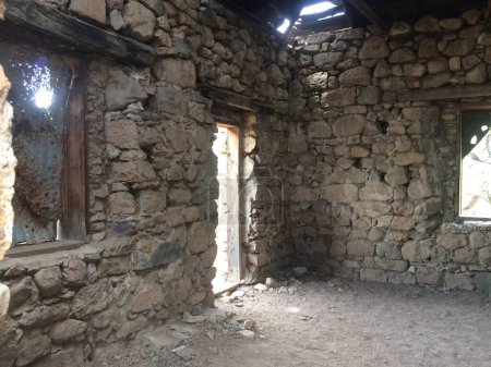 Inside An Abandoned Stone Cabin in Arizona Desert . High quality photo