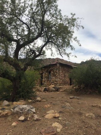 An Abandoned Homestead Stone Cabin in Arizona Desert . High quality photo