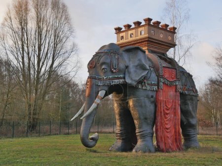 Foto de Wallers, France - 02 05 2023 : The elephant of memory. Monumental sculpture.Inside the work is the smallest public cinema in the world - Imagen libre de derechos