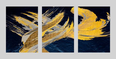 Photo for Abstract geometry, oil paintings, porch, color piece, stereo, landscape, lines, shading, stereo, fine arts, texture, golden background. The fashion of modern art wall - Royalty Free Image
