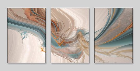 Abstract, three figure, triptych, grain, gold, gold, oil paintings, era background wall art