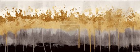 Photo for Abstract art background. Texture and bright color. Contemporary art. The canvas painting. Contracted work of art. The spots of paint. The paint brush. Modern art, gold - Royalty Free Image