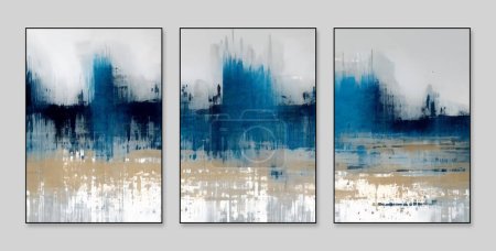 Abstract art background. A set of three abstract painting background wall for decoration, texture and bright color. Contemporary art. Works of art. The spots of paint. The paint brush. Modern art