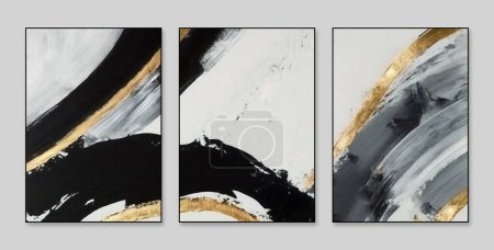 Photo for Abstract art background. A set of three abstract painting background wall for decoration, texture and bright color. Contemporary art. Works of art. The spots of paint. The paint brush. Modern art - Royalty Free Image