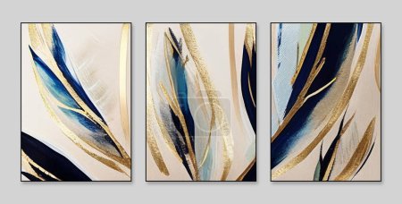 Photo for Abstract art background. A set of three abstract painting background wall decoration, texture and bright color. Contemporary art. Works of art. The spots of paint. The paint brush. Modern art, and geometry - Royalty Free Image