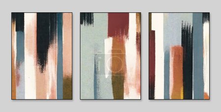 Photo for Abstract art background. A set of three abstract painting background wall decoration, texture and bright color. Contemporary art. Works of art. The spots of paint. The paint brush. Modern art - Royalty Free Image