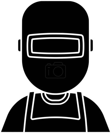 Illustration for Black welder silhouette or flat mask illustration of equipment logo helmet for welding with repair icon and metal shape work as safety to job - Royalty Free Image
