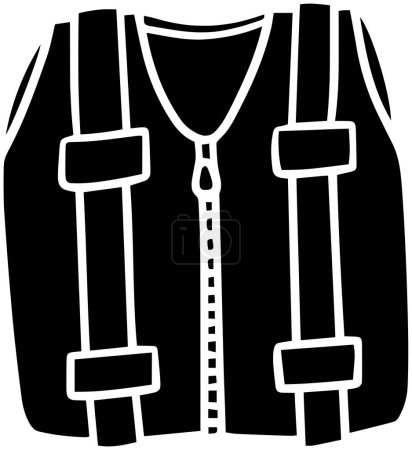 schwarze Weste Silhouette oder flache Jacke Abbildung des Sicherheitslogos Leben für die Konstruktion mit Schutzsymbol und Ausrüstung Form Risiko als Schutz zur Arbeit