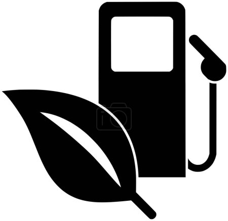 black petrol silhouette or flat bioenergy illustration of energy logo oil for corn with leaf icon and fuel shape biodiesel as bio to industry