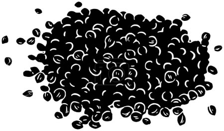 silueta de cilantro negro o semilla plana ilustración del logotipo de la hoja coriandrum para hojas con icono de alimentos y planta de forma de ingrediente como hierba a condimento