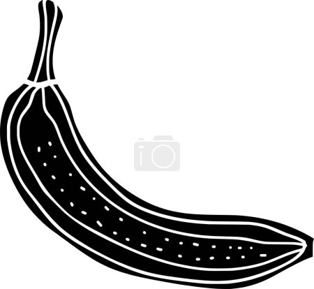 Illustration for Black banana fruit silhouette or food logo flat illustration for tropical areas and fruits season - Royalty Free Image