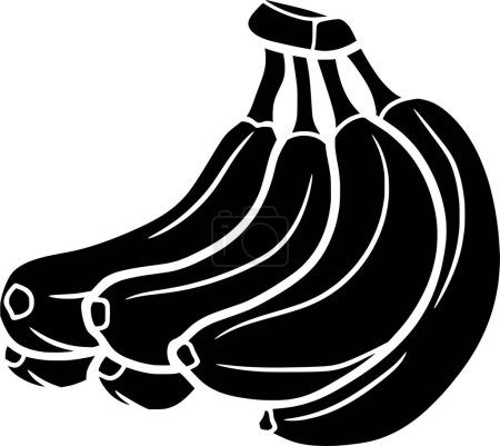 Illustration for Black banana fruit silhouette or food logo flat illustration for tropical areas and fruits season - Royalty Free Image