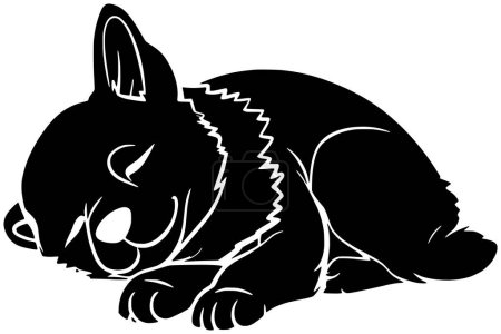 Hund Symbol oder Welpe Logo der Schlaf Illustration Traum für Schlafzimmer mit tierischer Silhouette und entspannen Form Nacht als Ruhe zum Schlafengehen gemütliche Vektor Bett Hintergrund Decke Kunst Komfort der Kissenzeit