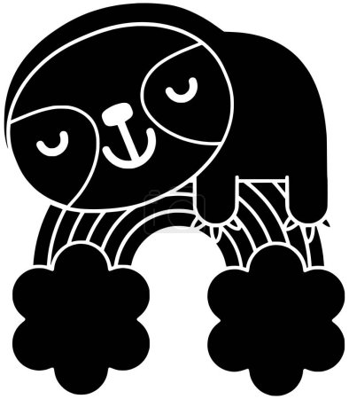 Faultier-Symbol oder Regenbogen-Logo des Schlafes Illustration Traum für Schlafzimmer mit tierischer Silhouette und entspannen Form Nacht als Ruhe vor dem Schlafengehen gemütliche Vektor Bett Hintergrund Decke Kunst Komfort der Kissenzeit