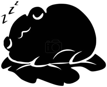 Frosch-Symbol oder Kröte Logo des Schlafes Illustration Traum für Schlafzimmer mit tierischer Silhouette und entspannen Form Nacht als Ruhe vor dem Schlafengehen gemütliche Vektor Bett Hintergrund Decke Kunst Komfort der Kissenzeit