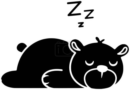 bear icon or polar logo of sleep illustration dream for bedroom with animal silhouette and relax shape night as rest to bedtime cozy vector bed background blanket art comfort of pillow time