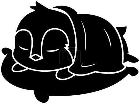 icône pingouin ou animal sauvage logo de sommeil illustration rêve pour chambre à coucher avec silhouette animale et se détendre forme nuit comme repos à l'heure du coucher lit vecteur confortable fond couverture art confort de l'oreiller temps