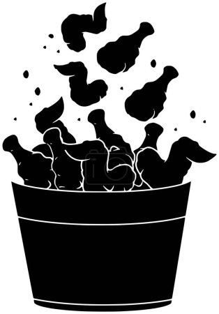 Huhn-Symbol oder Lebensmittel-Logo von Braten Illustration Mahlzeit gebraten mit Fleisch Silhouette und gekochte Form Abendessen als Mittagessen zu knusprigem Geflügel Vektor gebratenen Hintergrund Protein Kunst Küche von gegrilltem Restaurant
