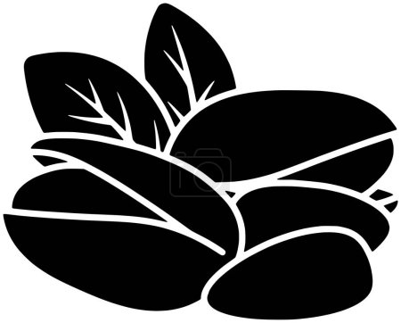 pistachio icon or nut logo of leaf illustration food for green with plant silhouette and seeds shape tree as leaves to fruit snack vector organic background healthy art pistachios of ingredient pile