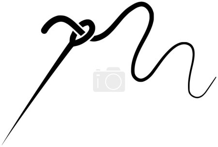 Icono de hilo de aguja ilustración del logotipo hecho a mano lana vector pasatiempo artesanía o hilo ganchillo punto bola aguja gancho lana madeja textil herramienta ganchillo costura algodón material artesanía moda gráfico