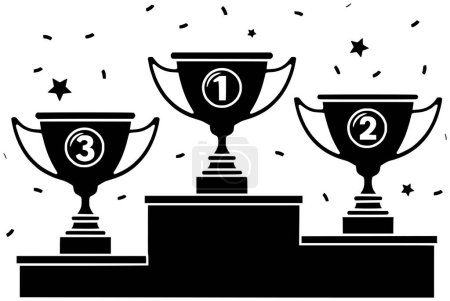 trophy illustration 1st silhouette rank logo prize icon sport outline stage podium place star pedestal success leaderboard competition award shape of place star for vector graphic background