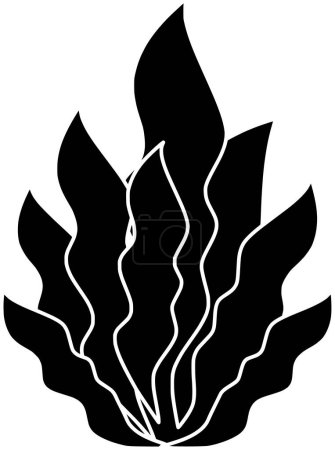 Algen Illustration Riff Silhouette Meer Logo Ozean Ikone Natur umreißen marine Pflanze Korallenwasser Unterwasser tropischen Seegraskalp Aqua Form von Korallenwasser für Vektor grafische Hintergrund