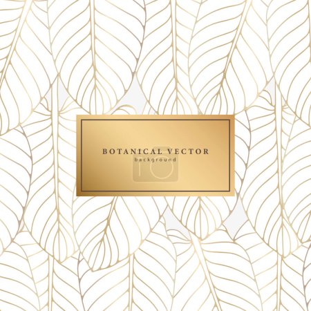 Illustration for Square botanical luxury background with golden leaves. Tropical background for postcards, diplomas, invitations, designs - Royalty Free Image
