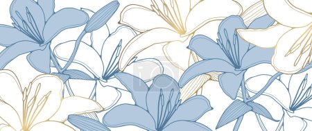 Ilustración de Delicado fondo floral con flores de lirio. Fondo vectorial para decoración, fondo de pantalla, cubiertas, tarjetas y presentaciones. - Imagen libre de derechos