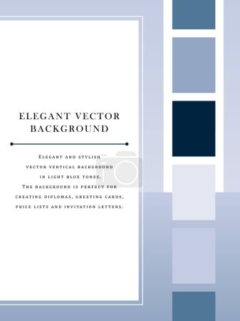Illustration for Blue minimalistic vector vertical background for diplomas, cards, certificates, letters. - Royalty Free Image