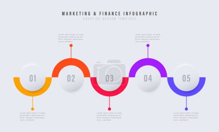Illustration for Marketing and financial infographics. Vector template for marketing and financial strategies. Step one. - Royalty Free Image