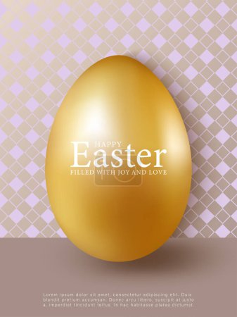 Beige Easter card with a large golden Easter egg.