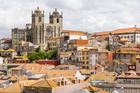 Europe, Portugal, Porto. Porto Cathedral. The Porto Cathedral and traditional tile roofs.