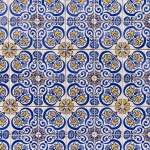 Europe, Portugal, Caminha. Traditional hand painted azulejos tiles on a building in Caminha.