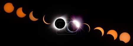Foto de Estados Unidos, Wyoming. Imagen compuesta digital de fases del eclipse solar total, 21 de agosto de 2017. - Imagen libre de derechos