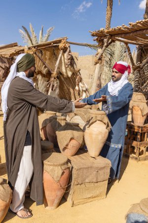 Photo for Middle East, Saudi Arabia, Tabuk Province, Tayma. November 15, 2023. Historical reenactors at the ancient oasis town of Tayma. November 15, 2023. - Royalty Free Image