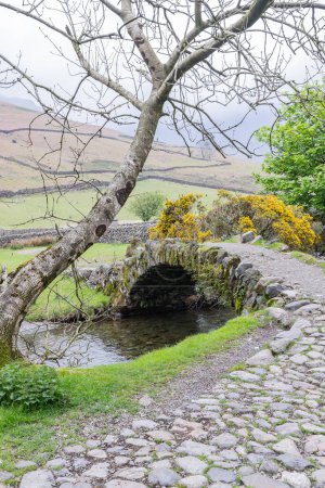 Wasdale Head, Seascale, Lake District National Park, Cumbria, England, Great Briton, United Kingdom. Stone arch bridge across a small stream in Lake District National Park.