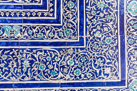 Khiva, Xorazm Region, Uzbekistan, Central Asia. Beautiful traditional decorative tile on the Khan palace in Khiva.
