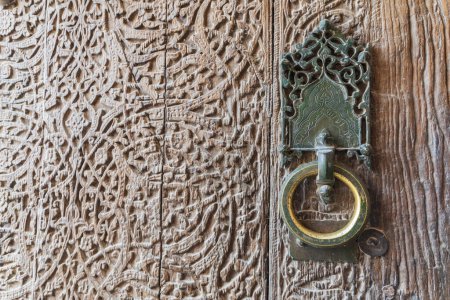 Khiva, Región de Xorazm, Uzbekistán, Asia Central. Llamador de puerta de latón antiguo en Uzbekistán.