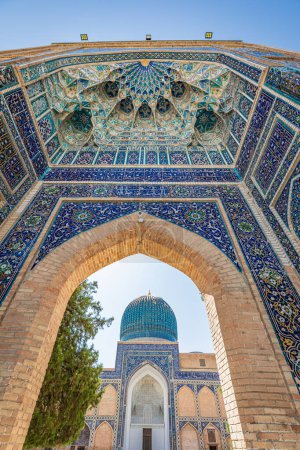 Samarcanda, Samarcanda, Uzbekistán, Asia Central. El bellamente decorado Mausoleo Gur-i Amir en Samarcanda.