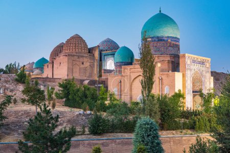 Samarkand, Samarqand, Uzbekistan, Central Asia. Evening view of the Shah-i-Zinda in Samarkand.