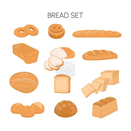 Illustration for Set of bread elements on white background. Hand-draw style. Vector illustration. - Royalty Free Image