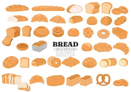 Illustration for Bread and pastry collection elements on white background. Hand-draw style. Vector illustration. - Royalty Free Image