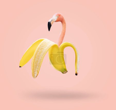 Collage d'art contemporain. Concept de banane et maïs. Lunettes et bouche. Concept alimentaire moderne. Espace pour le texte. Espace de copie. Idée pour une publicité.