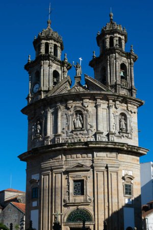 Pontevedra, Galicia. Spain. February 7, 2023. Church of the Pilgrim Virgin, Iglesia de la Virgen Peregrina. A scallop-shaped chapel