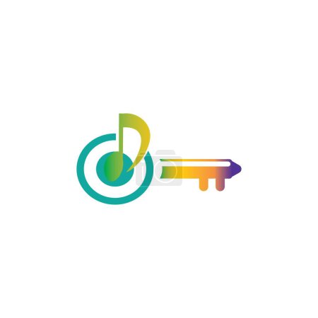 Illustration for Music key illustration logo vector design - Royalty Free Image