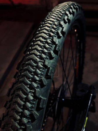 Bicycle tire tread. Bicycle wheel. High quality photo