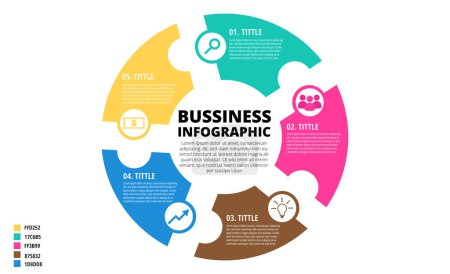Illustration for Bussiness infographic chart flow diagram presentaition template colorful - Royalty Free Image