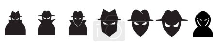 hacker crime espion anonyme détective ou inspecteur icône silhouette